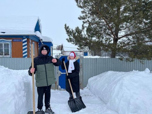 Снежный десант: активисты Старокаширской школы помогли пенсионеру
