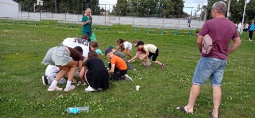 Балалар әниләр өчен ромашка җыйдылар