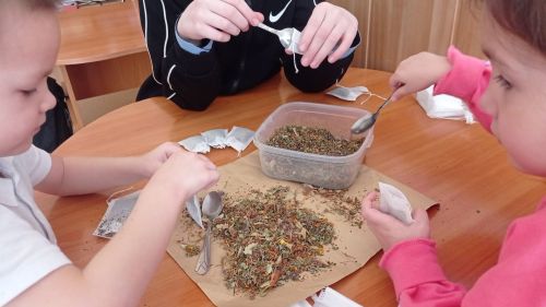 Дошкольники Кутемелинской школы готовят травяные чаи для бойцов СВО